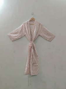 Women's Silk/Cotton V-neck Robe <b>Knee</b> Length Half Sleeve Printed Paisley Pattern Loose Fit Casual Spring Summer Autumn Wear - Product Image 6
