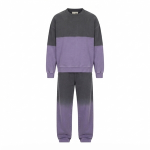 Conjuntos de ropa para hombre, sudadera de cuello redondo lisa, conjunto de pantalones deportivos, ropa informal de calle con degradado, ropa a juego, logotipo personalizado, 100% algodón - Product Image 3