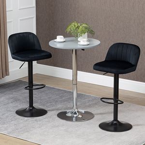 Tabourets de bar pivotants réglables en noir avec revêtement en tissu doux au toucher velours - Product Image 2