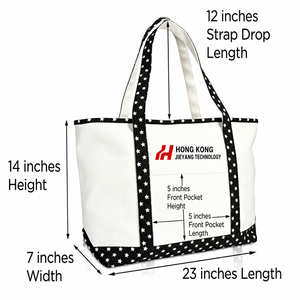Customized Logo Long Handle Eco-Friendly Durable Cotton Canvas Tote <b>Shopping</b> <b>Bag</b> Zipper Closure <b>Reusable</b> for Gift Outdoor Use - Product Image 2