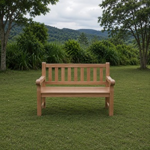 Solid Teak <b>Wood</b> 2 Seater Patio <b>Bench</b> Traditional Design Durable Outdoor Courtyard Furniture Slatted Back Seat Model BEN08 - Product Image 2