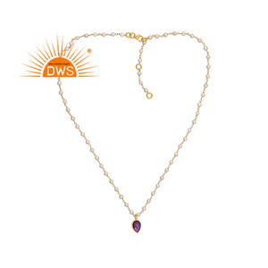 Collar con colgante de piedras preciosas de amatista y Perla Natural de plata de ley superventas, joyería para mujer, regalo para ella - Product Image 4