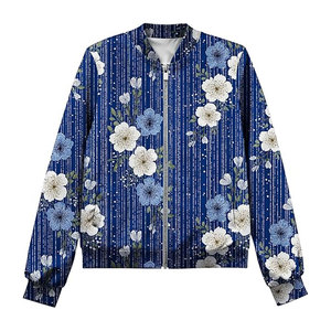 <b>Womens</b> Customizable Sheep Skin Woven Bomber Jacket Long Sleeve Lightweight <b>Windbreaker</b> <b>for</b> Stylish Casual Everyday Wear - Product Image 1