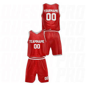 Conjunto de Uniforme de Baloncesto Halftone Rojo, Nuevo, Sin Mangas, para Hombre, en Tela de Poliéster, Cuello en V, Ropa Deportiva de Baloncesto - Product Image 2
