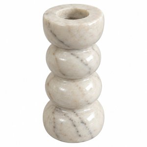 Porte-bougie décoratif en marbre blanc à plusieurs niveaux, support à bougies coniques, décoration en pierre de marbre, centre de table sculptural - Product Image 2