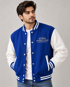 Veste universitaire pour homme Khawaja Rafique Ullah Enterprises, couleur marron crème, brodée, décontractée, pour l'automne. Veste universitaire marron pour homme. - Product Image 2
