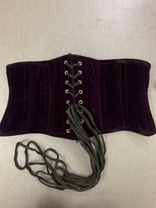 Women's Purple Velour Waist Cincher Firm Shaper Breathable Adults ODM Woven Corset Front Clasps Silver Deep Purple Customizable - Product Image 3