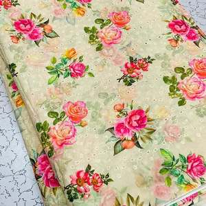 Tissu imprimé numérique en gros, motif floral, polyester, coton, rayonne, pour robe, chemisier, chemise, vêtement de mode - Product Image 1