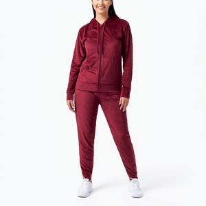 Ensemble de survêtement pour femme, couleur unie, marron, avec capuche et fermeture éclair intégrale, pantalon de jogging décontracté, respirant, en polyester, pour l'automne - Product Image 5