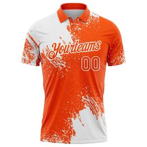 New Arrival Custom Team <b>Polo</b> Shirt Full Sublimation Front Chest Logo Back Name Number Breathable Polyester White <b>Orange</b> Shirt - Product Image 2