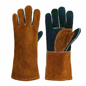 Gants de soudage en cuir 11 oz, résistants à la chaleur, longs, respirants, de sécurité, pour MIG TIG, résistants aux morsures, manipulation des animaux, barbecue, cheminée - Product Image 6