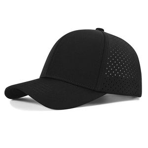 Gorra de béisbol de secado rápido para hombre, con malla cortada a láser, visera curva, cierre a presión, paneles frontales estructurados, ropa deportiva, protección para exteriores. - Product Image 6