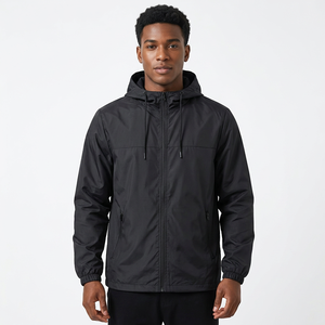 <b>Men's</b> Hooded Windproof Casual <b>Jacket</b> Autumn Outdoor Sports Zipper Closure Solid Color Polyester Lightweight Breathable Coat - Product Image 3