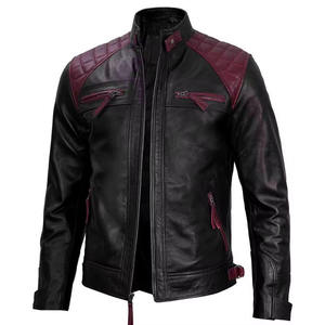 Premium Mens Vintage Biker <b>Leather</b> <b>Jacket</b> Slim Fit Motorcycle PU Coat Quilted Shoulder Racing Fashion Streetwear Stand Collar - Product Image 6