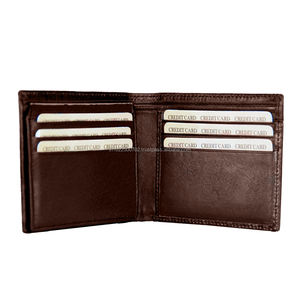 Trendy Men's Minimalist RFID Bifold Leather <b>Wallet</b> Open Closure Short Length Geometric Polyester Custom Logo Open Closure Short - Product Image 4