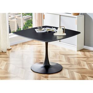 Table à manger sur piétement en MDF de style Mid-Century de 42,1 pouces, plateau noir avec dossier de dossier inclinable pour 4 à 6 personnes - Product Image 1