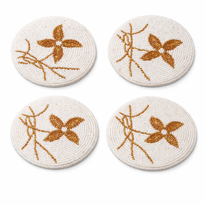 Trendy Seed Beaded <b>Coasters</b> Handmade Embroidered Artisan Heart Shape <b>Table</b> Beverage Mat Promotional Event Dining <b>Table</b> Accessory - Product Image 1