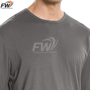 T-shirts décontractés pour hommes, coupe élégante, manches longues, 100% coton, col rond, impression numérique. - Product Image 3