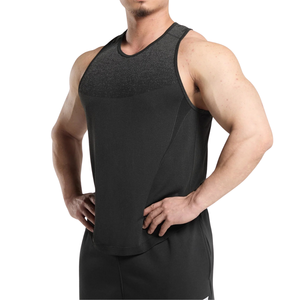 Débardeur pour hommes grande taille, sans couture, coupe ajustée, longueur standard, respirant, en polyester/coton, design jacquard - Product Image 4