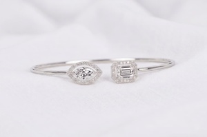 Pulsera de Plata de Ley 925 con Diamantes Cultivados en Laboratorio, Certificación IGI, Corte Pera y Esmeralda, Joyería Fina para Bodas - Product Image 3