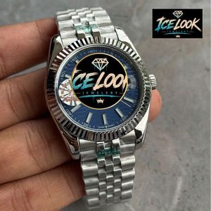 ICELook <b>Men's</b> Luxury <b>Mechanical</b> <b>Watch</b> Stainless Steel Band Blue Dial Sapphire Crystal 39mm Round Case Automatic Movement - Product Image 1