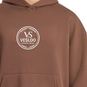 Sweat à capuche décontracté pour homme en molleton marron avec impression en relief sur le devant, style streetwear et sportswear, OEM ODM - Product Image 6