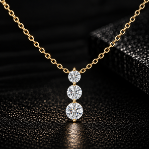 Colgante de Diamante Cultivado en Laboratorio con Corte Redondo, Oro Sólido de 14K/18K, Collar con Colgante Graduado, DEF VVS, Regalo Clásico de Aniversario, Venta al Por Mayor, ODM - Product Image 1