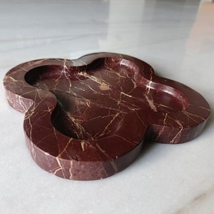 Bandeja Decorativa de Mármol Rojo Zebra con Forma de Flor, Bandeja de Servicio de Piedra Natural, Decoración de Hogar de Lujo - Product Image 3