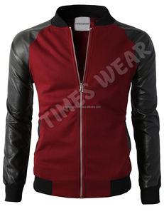 Veste universitaire en laine coupe ajustée de haute qualité pour hommes manches en cuir véritable vestes de baseball grande taille pour l'hiver bouton rempli de coton - Product Image 4