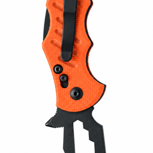 Couteaux de poche pliants orange et noirs avec poignée à anneau, lame utilitaire à crochet, clip de poche et poignée rainurée pour les tâches en extérieur X - Product Image 6