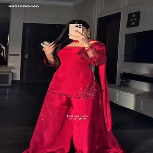 Designer Fancy Crepe Silk with <b>Beads</b>-Handwork & Embroidered Sequence Suit - Stone work Plazzo & Dupatta Indian Supplier - Product Image 1