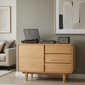 Modern Solid Wood Chest Of <b>Drawers</b> <b>With</b> Rounded Corners And Three <b>Drawers</b> One Cabinet <b>Storage</b> Dresser Scandinavian Design - Product Image 6