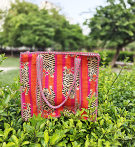 Handmade Tiger Print Quilted Cotton Tote <b>Bag</b> | Women Shopping <b>Bag</b> - Product Image 3