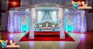 South Indian Wedding Modern Crystal Mandap LED Lighted Pillars Wedding Crystal Mandap Indian Wedding Event Modern Crystal Mandap - Product Image 4