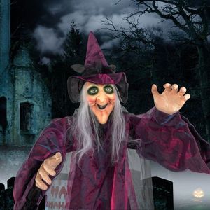 Decorazione di Halloween da 71 Pollici a Grandezza Naturale: Strega Parlante per un'Atmosfera Festiva Quotidiana - Product Image 6