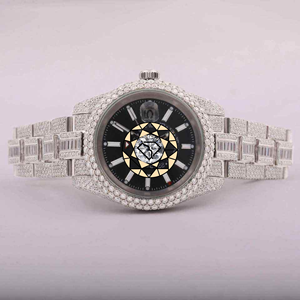 Reloj de Lujo Personalizado con Diamantes Moissanite y Cristal de Cuarzo, Esfera Cuadrada de 46 mm, Cristal de Zafiro, Cronógrafo de Negocios para Hombre, Acero Inoxidable - Product Image 1