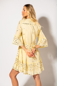 Women Embroidered Boho Mini <b>Dress</b> Long <b>Bell</b> <b>Sleeve</b> Summer Casual Beach Party <b>Dress</b> - Product Image 4