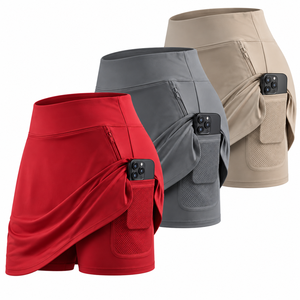 Jupe de tennis pour femme avec short intégré, taille haute, extensible, avec poche pour téléphone, séchage rapide, vêtements de sport personnalisés OEM - Product Image 1