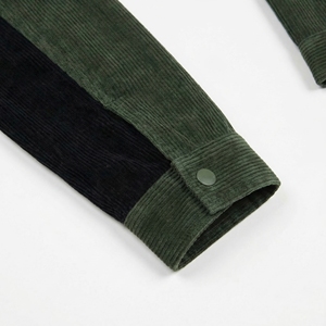 Olive Green Corduroy Contrast <b>Jacket</b> | Velvet Panel <b>Trucker</b> <b>Jacket</b> | Oversized Streetwear Corduroy Coat| Custom OEM Manufacturer - Product Image 5