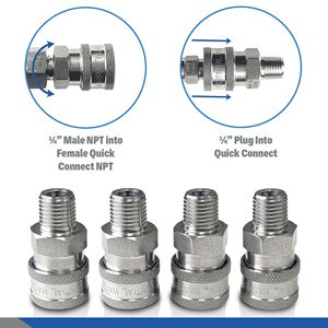 Raccordi Maschio NPT a Connessione Rapida da 1/4'' in Acciaio Inossidabile per Idropulitrici e Accessori per Bevande - Product Image 5