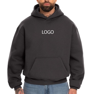2026 Oversized Plus Size 100% Cotton Fleece Pullover Hoodies Men Boxy Fit Drop Shoulder <b>Y2K</b> Streetwear Custom Logo <b>Top</b> Quality - Product Image 4