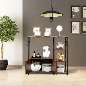 4-Tier Multifunctional <b>Kitchen</b> Bakers Rack with 8 Hooks Microwave <b>Storage</b> Rack Oven Stand Utility <b>Storage</b> Organizer Cabinet - Product Image 2