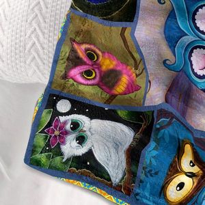 Coperta in pile di flanella con motivo Gufo Lunare, morbida, calda e soffice, per gli amanti dei gufi, realizzata in materiale effetto pelliccia - Product Image 5