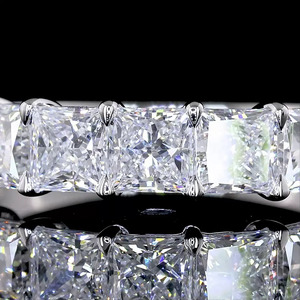 Anillo de Eternidad Completo con Diamantes de Corte Princesa Cultivados en Laboratorio, Oro de 10K, 14K, 18K, Plata 925, 935, Engaste de Garras, Joyería de Boda - Product Image 2