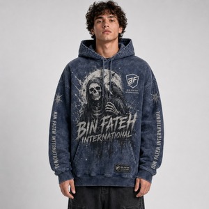 Sweat à capuche respirant et à séchage rapide pour hommes, en coton, effet délavé à l'acide, prix de gros, sweat à capuche épais délavé à l'acide pour garçons - Product Image 1