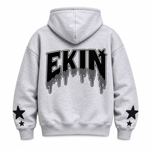 เสื้อฮู้ดดี้โอเวอร์ไซส์แบบซิปเต็มตัวสำหรับผู้ชาย ผ้าฟลีซหนานุ่ม สไตล์สตรีทแวร์ พิมพ์ลายกราฟิก วินเทจ ผ้าฝ้ายฟอกซัก ซิปแบบรูดขึ้น - Product Image 2