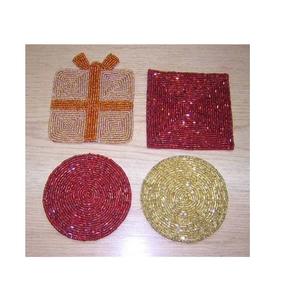 <b>Glass</b> Bead Embroidery Coaster Home Hotel <b>Table</b> Decorative High On Demanding Elegant Beaded Coaster Wholesale Good Price - Product Image 5