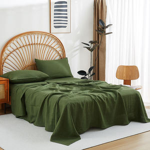 Sheet <b>Sets</b> for Bed Custom 4 Piece 100% Linen Solid Soft Flat Fitted Sheets <b>Sets</b> - Product Image 3