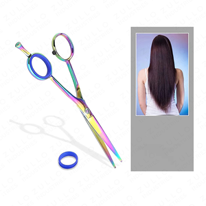 Ultra Sharp Rainbow Color Barber Hair Cutting Scissors Razor Edge Shears with Finger Rest Professional Salon <b>Tool</b> - Product Image 2