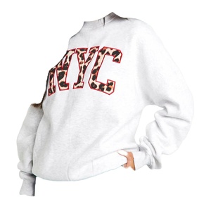 Sweat à capuche tendance pour femme, brodé, tricoté, anti-boulochage, avec logo frontal, color block, imperméable, en polyester/coton, pour l'hiver et le printemps - Product Image 1